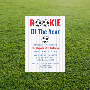 Rookie Of The Year Soccer 1st Birthday Invitation