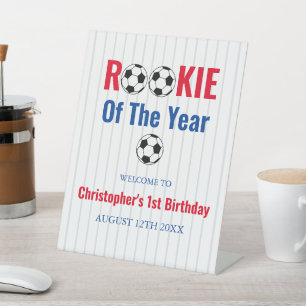 Rookie Of The Year Soccer 1st Birthday Pedestal Sign