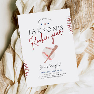 Rookie Year First Birthday Invitation Baseball