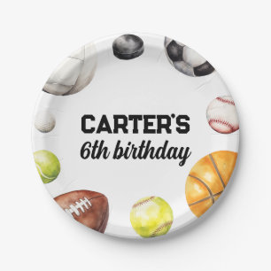 Rookie Year Sports Birthday Paper Plate
