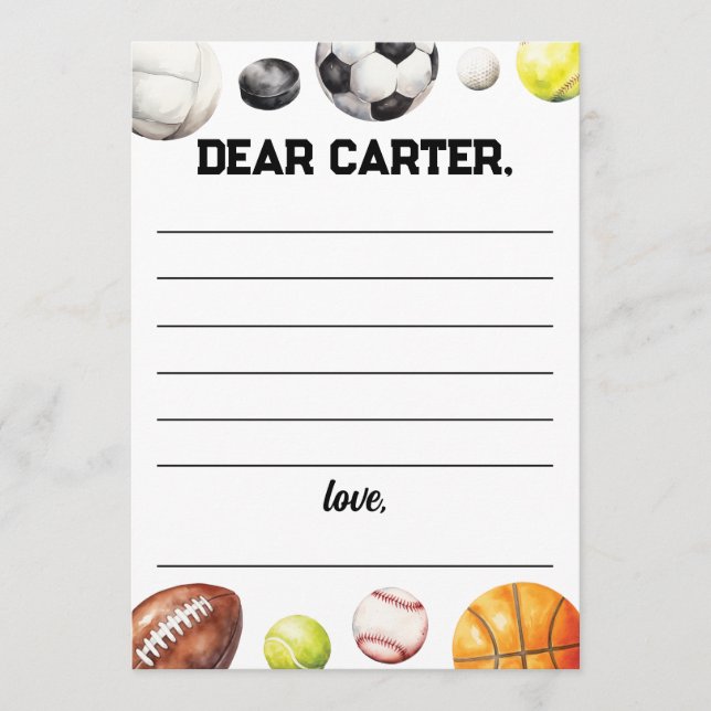 Rookie Year Sports Birthday Time Capsule Card (Front)