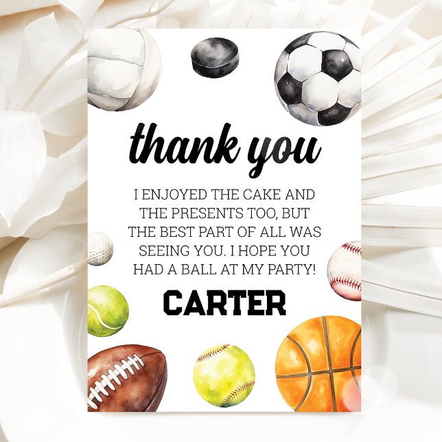 Rookie Year Sports Boy Birthday Thank You Card (Creator Uploaded)