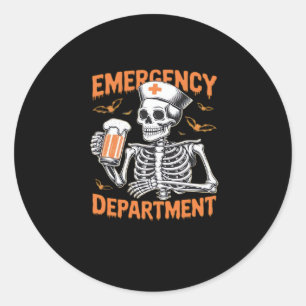 Room 2 Sided Emergency Department Halloween Nurse  Classic Round Sticker