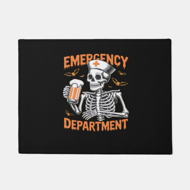 Room 2 Sided Emergency Department Halloween Nurse  Doormat (Front)