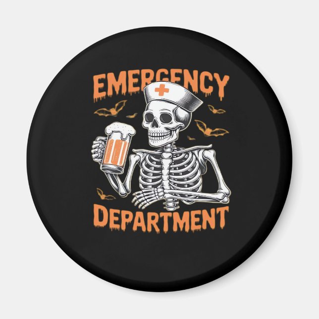 Room 2 Sided Emergency Department Halloween Nurse  Magnet (Front)