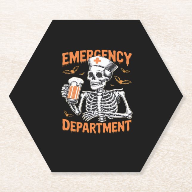 Room 2 Sided Emergency Department Halloween Nurse  Paper Coaster (Front)