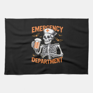 Room 2 Sided Emergency Department Halloween Nurse Tea Towel