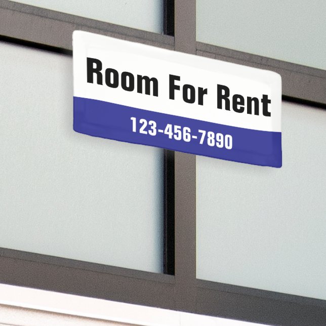 Room For Rent Blue Black and White Template Banner (Outside Building)
