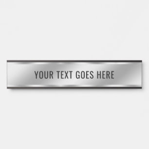 Room Name Your Custom Text Template Faux Silver Door Sign