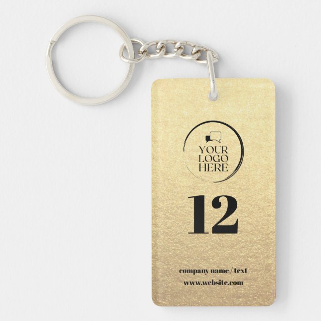 Room Number Business Logo Modern Office Key  Ring (Front)