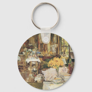Room of Flowers by Childe Hassam, Vintage Fine Art Key Ring