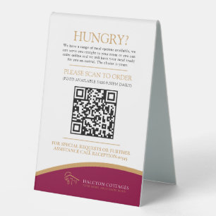 Room service food ordering hotel QR code red gold
