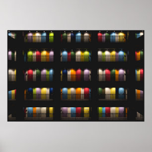 ROOMS WITH ASSORTED-COLOR DOORS POSTER