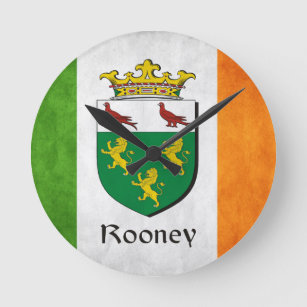 Rooney Irish Flag Round Clock
