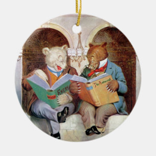 Roosevelt Bears at the Public Library Ceramic Tree Decoration