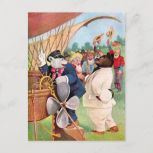 Roosevelt Bears Fly in Hot Air Balloon Postcard