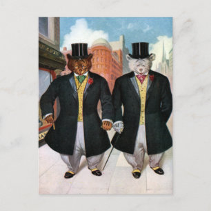 Roosevelt Bears On the Town In New York Postcard
