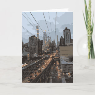 Roosevelt Island Tram New York City Sky View Card
