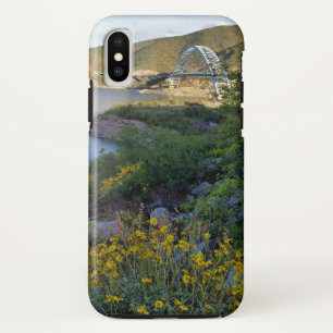 Roosevelt Lake Bridge Arizona Yellow Wildflowers iPhone X Case