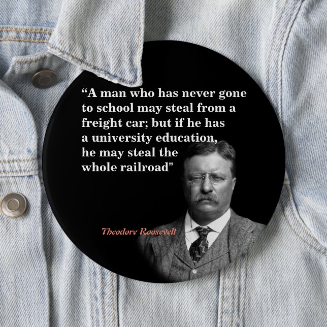 Roosevelt Theodore quote famous “teddy Roosevelt”  6 Cm Round Badge (In Situ)