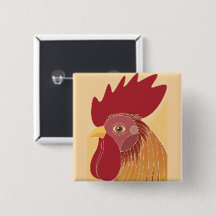 Rooster 15 Cm Square Badge