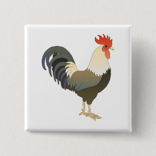 Rooster 15 Cm Square Badge