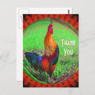 Rooster Abstract Nature Thank You Postcard