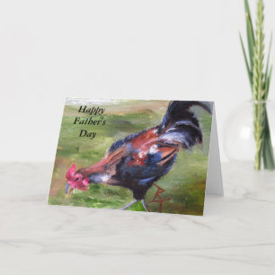 Rooster aceo Father's Day Card