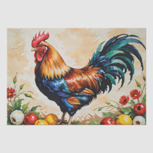 Rooster Acrylic Painting Decoupage Tissue Paper