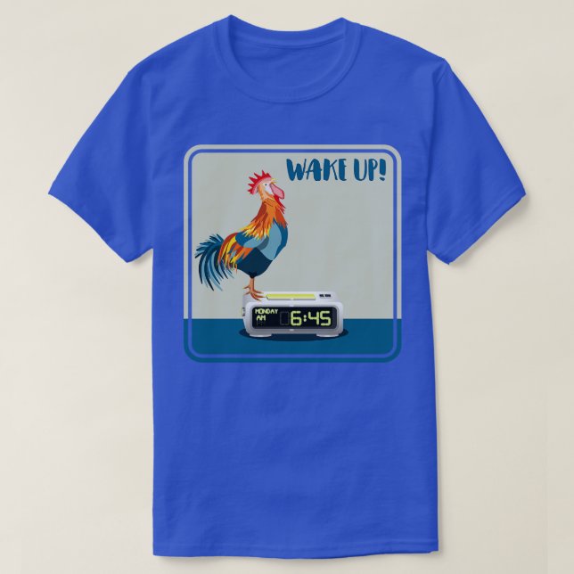 Rooster Alarm Clock T-Shirt (Design Front)