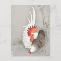 Rooster and Chicken Painting by Ohara Koson