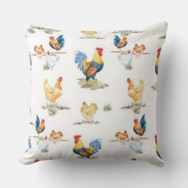Rooster And Flock Cushion (Front)