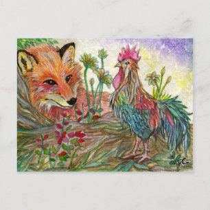 Rooster And Fox Postcard