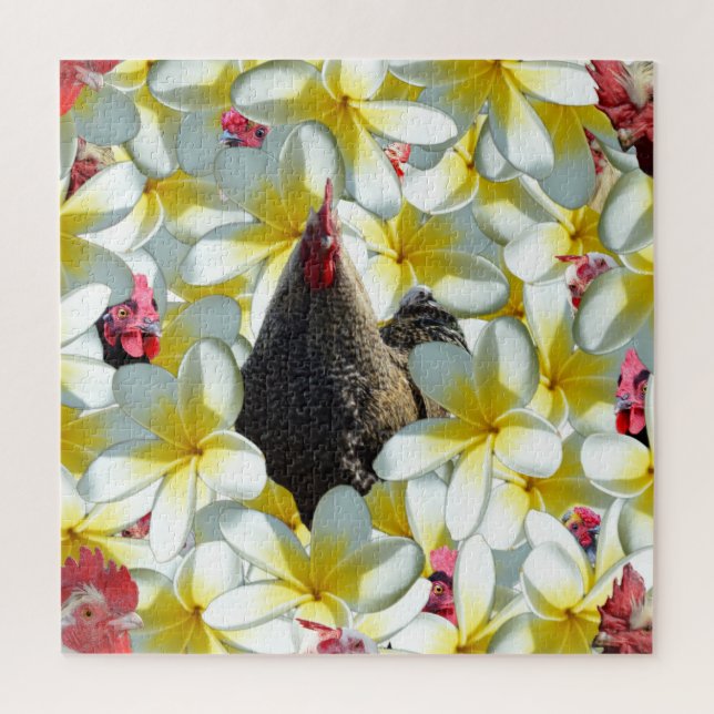 Rooster And Frangipanis, Jigsaw Puzzle (Vertical)