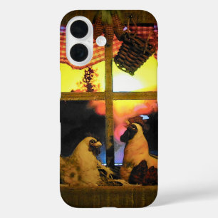 Rooster and Hen at Sunrise iPhone 16 Case