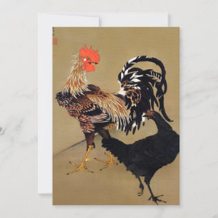 Rooster and Hen by Ito Jakuchu Invitation