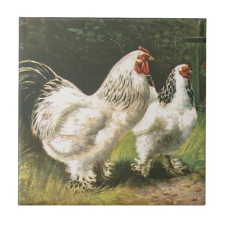Rooster and Hen Ceramic Tile