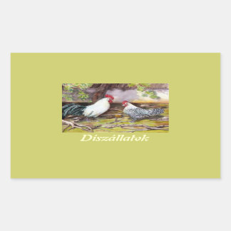 Rooster and Hen Rectangular Sticker