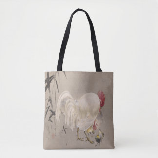 Rooster and Hen with Chicks by Watanabe Seitei Tote Bag
