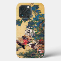 Rooster and Hen with Hydrangeas by Ito Jakuchu