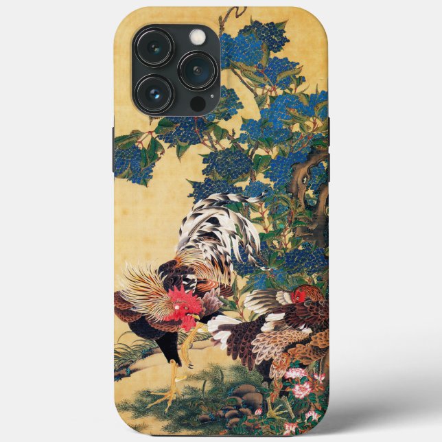 Rooster and Hen with Hydrangeas by Ito Jakuchu Case-Mate iPhone Case (Back)