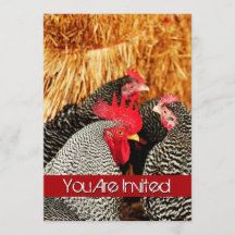 Rooster and Hens Country Wedding Invitations