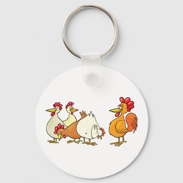 Rooster And Hens Key Ring (Front)