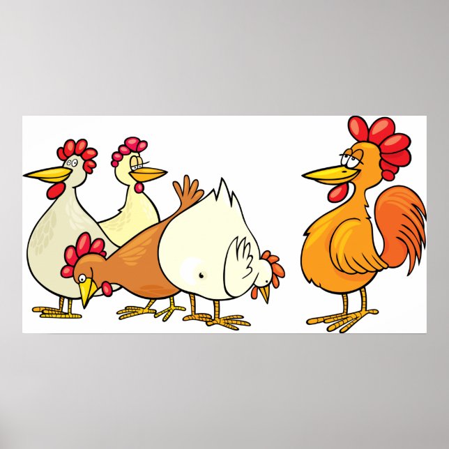 Rooster And Hens Poster (Front)