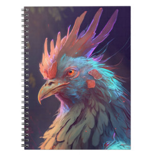 Rooster Animal Portrait Painting Wildlife Outdoors Notebook
