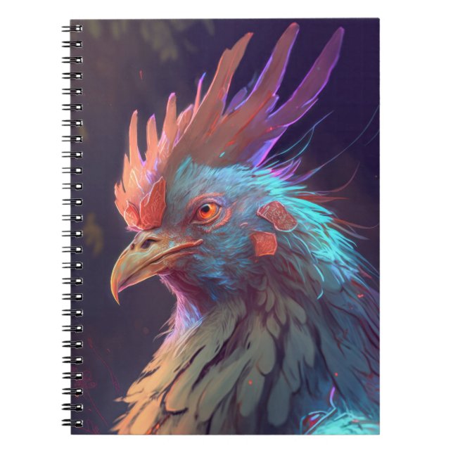 Rooster Animal Portrait Painting Wildlife Outdoors Notebook (Front)