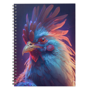 Rooster Animal Portrait Painting Wildlife Outdoors Notebook