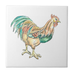 Rooster Art Ceramic Tile