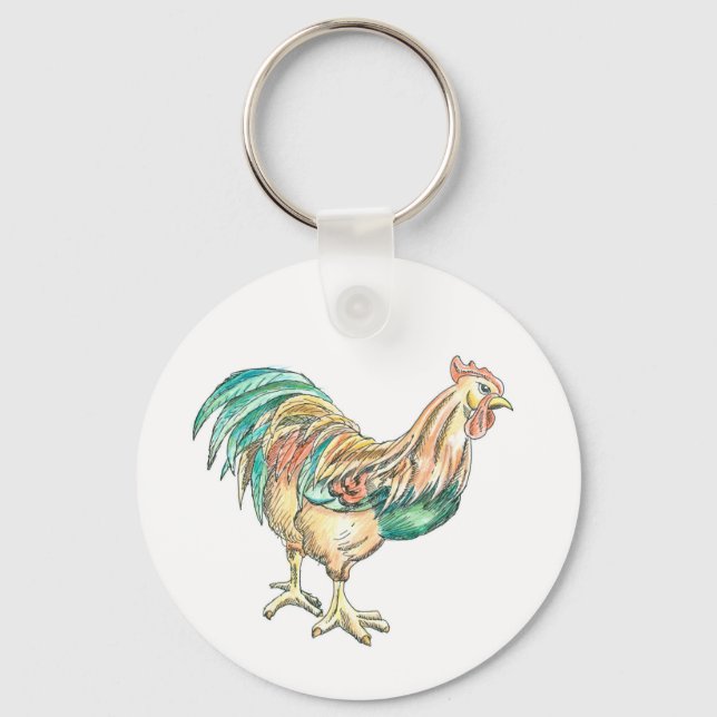 Rooster Art Key Ring (Front)