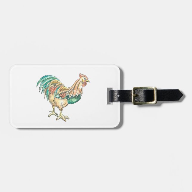 Rooster Art Luggage Tag (Front Horizontal)